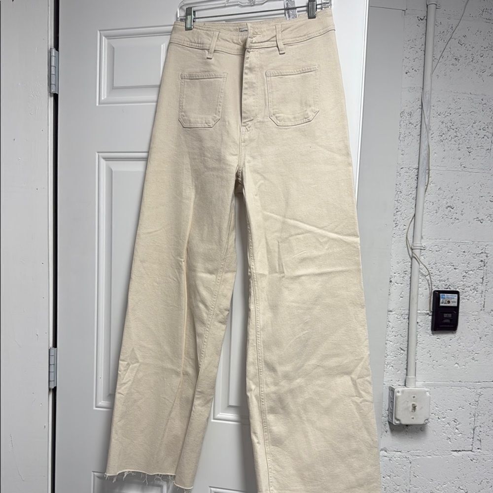 Zara Beige Denim Trousers - Size 8 - Like New Front Pockets
